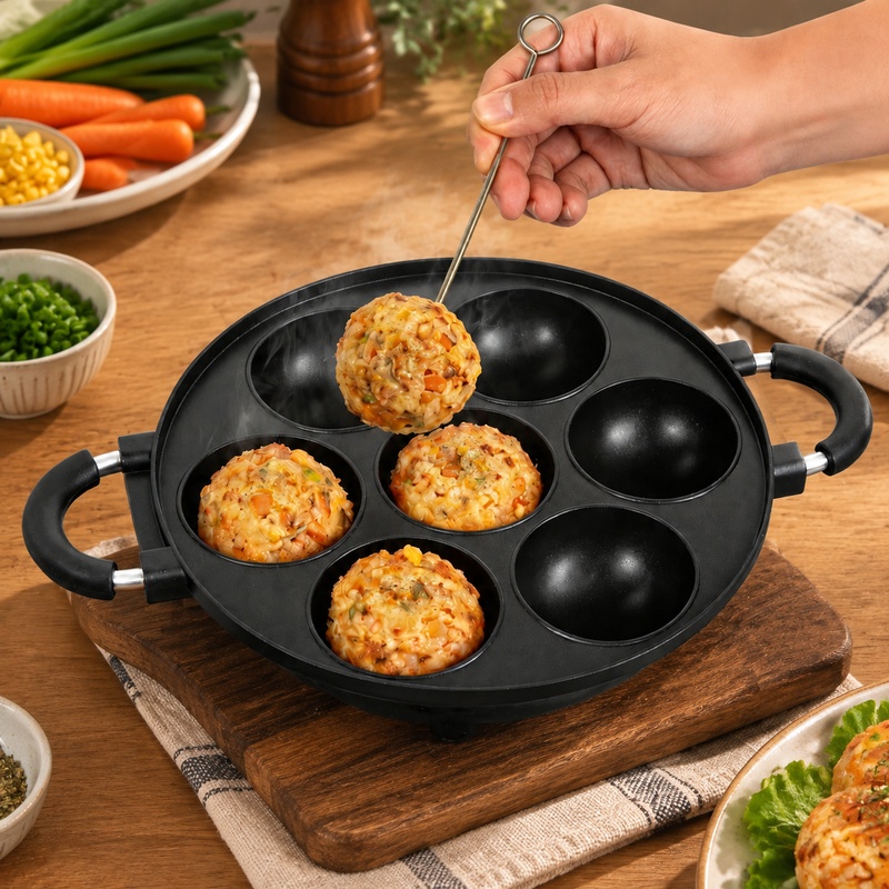 Egg Waffle Pan - Moule en aluminium à 7 cavités