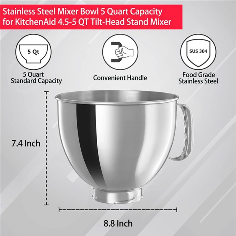 Kitchenaid Mixer Artisan 5Qt - Bol mélangeur en acier inoxydable A21T
