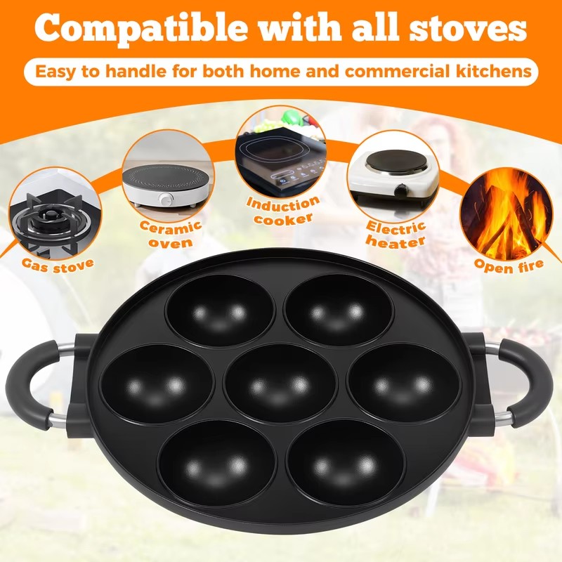 Moule en aluminium à 7 cavités - Egg Waffle Pan avis et prix